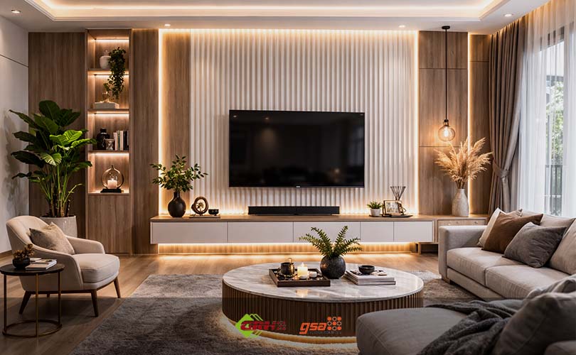 desain interior dinding fluted