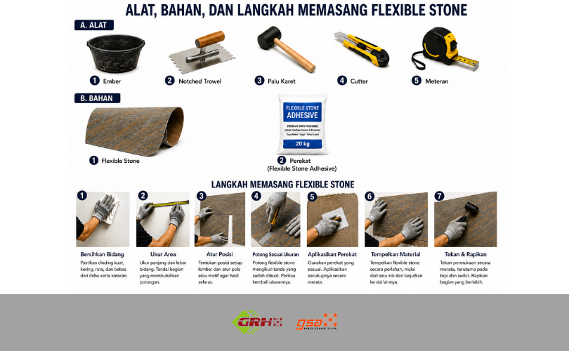 cara pasang flexible stone